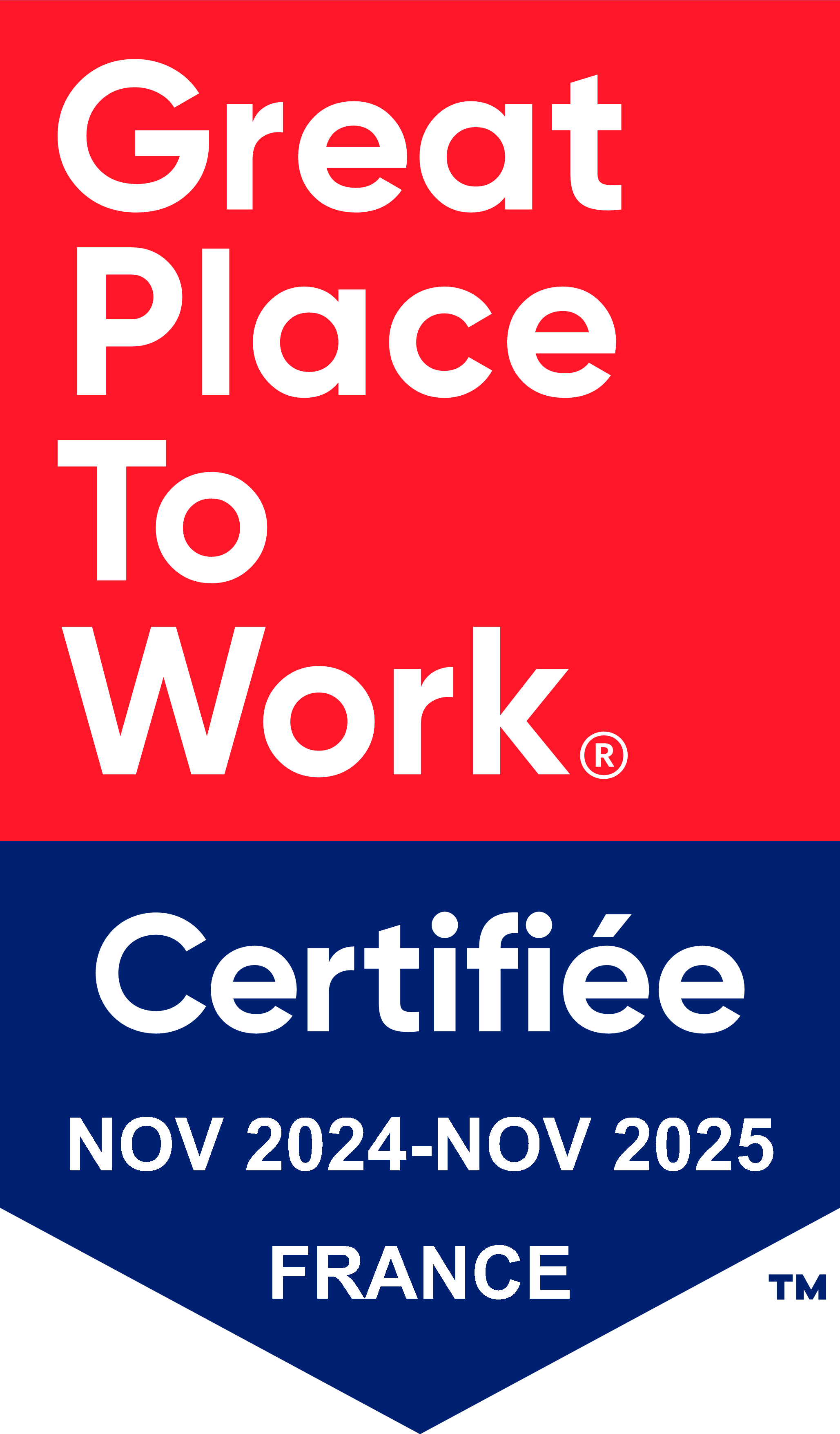 Logo Great Place To Work - Certifié Nov 2024 - Nov 2025 France