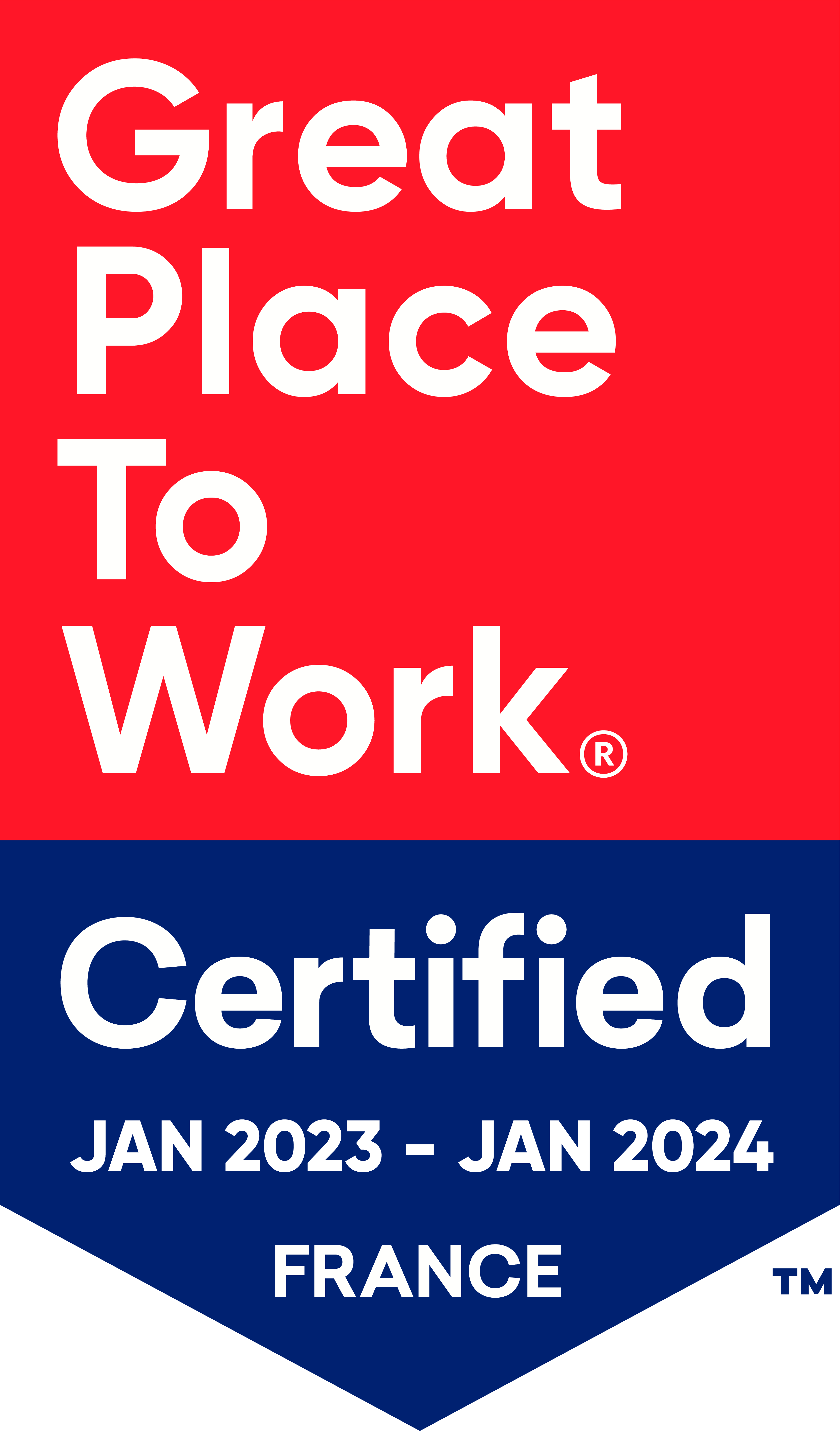 Logo Great Place To Work - Certifié Jan 2023 - Jan 2024 France